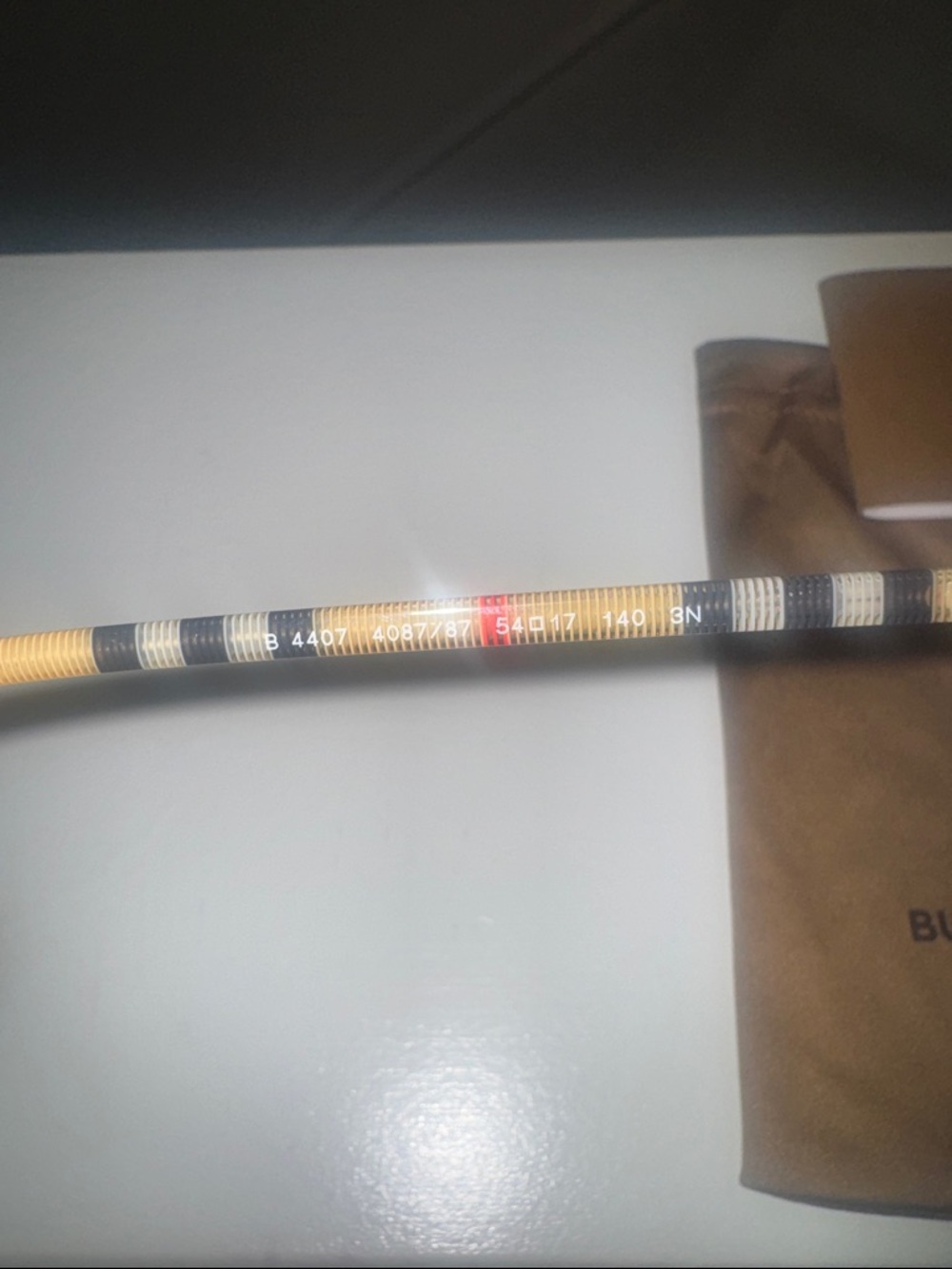 Burberry Beige and Black Striped Sunglass Arm with Plaid Accent - Picture 2 of 9